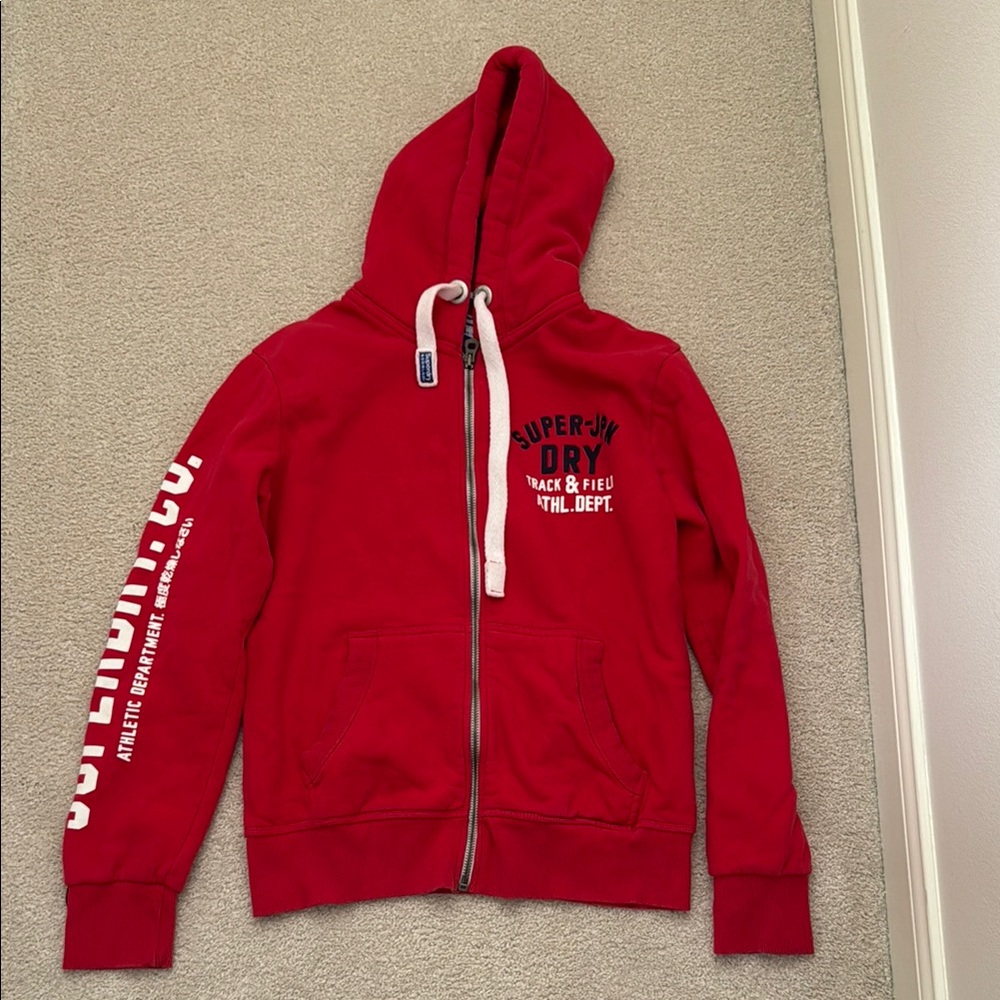Superdry Red Zip-Up Hoodie